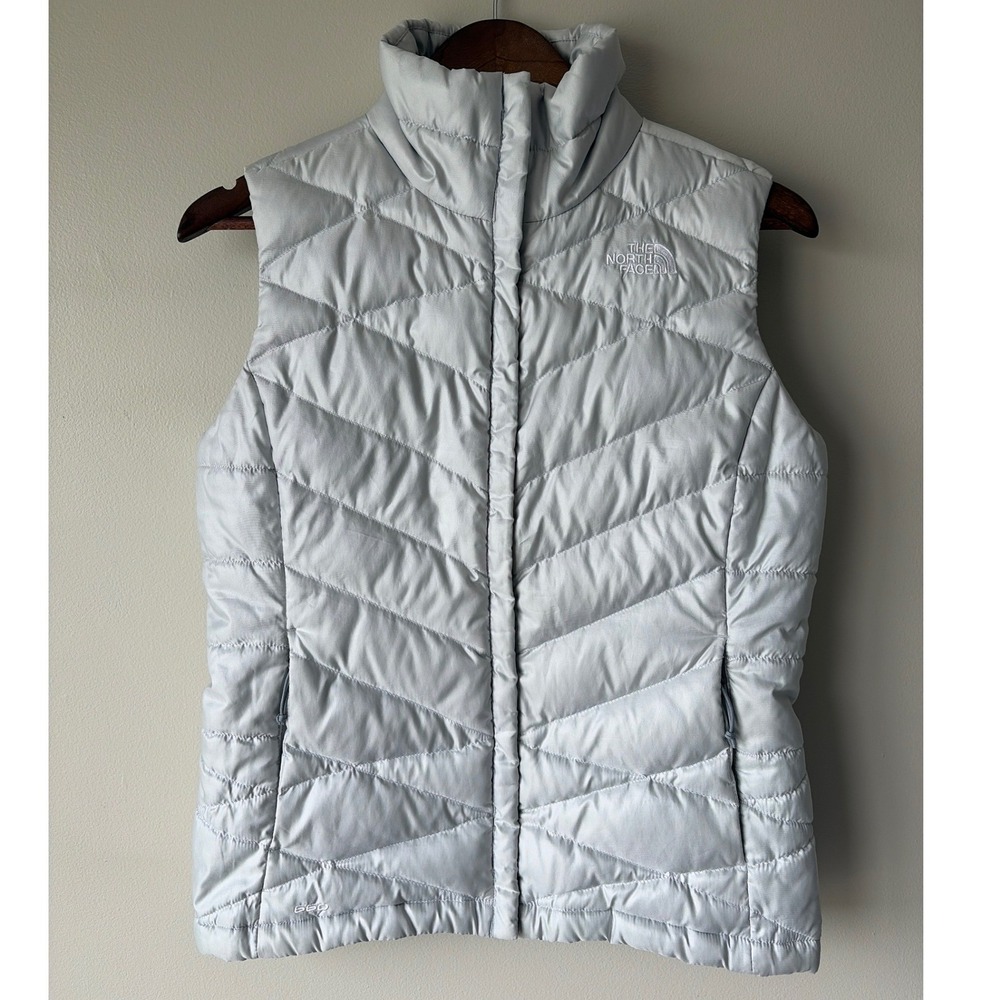 The North Face Aconcagua 550 Down Puffer Vest Womens Small Silver Gray Quilted
